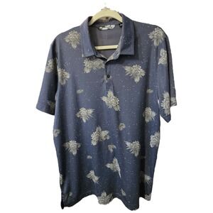 Travis‎ Mathew XL Golf Polo Shirt Gray Floral Blue Performance